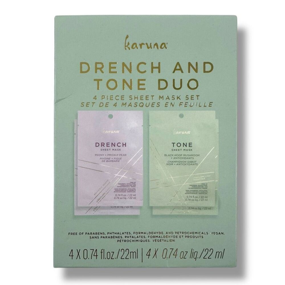 Karuna Skincare Drench And Tone‎ Sheet Mask Box Set Of 4 Hydrate Brighten NWT